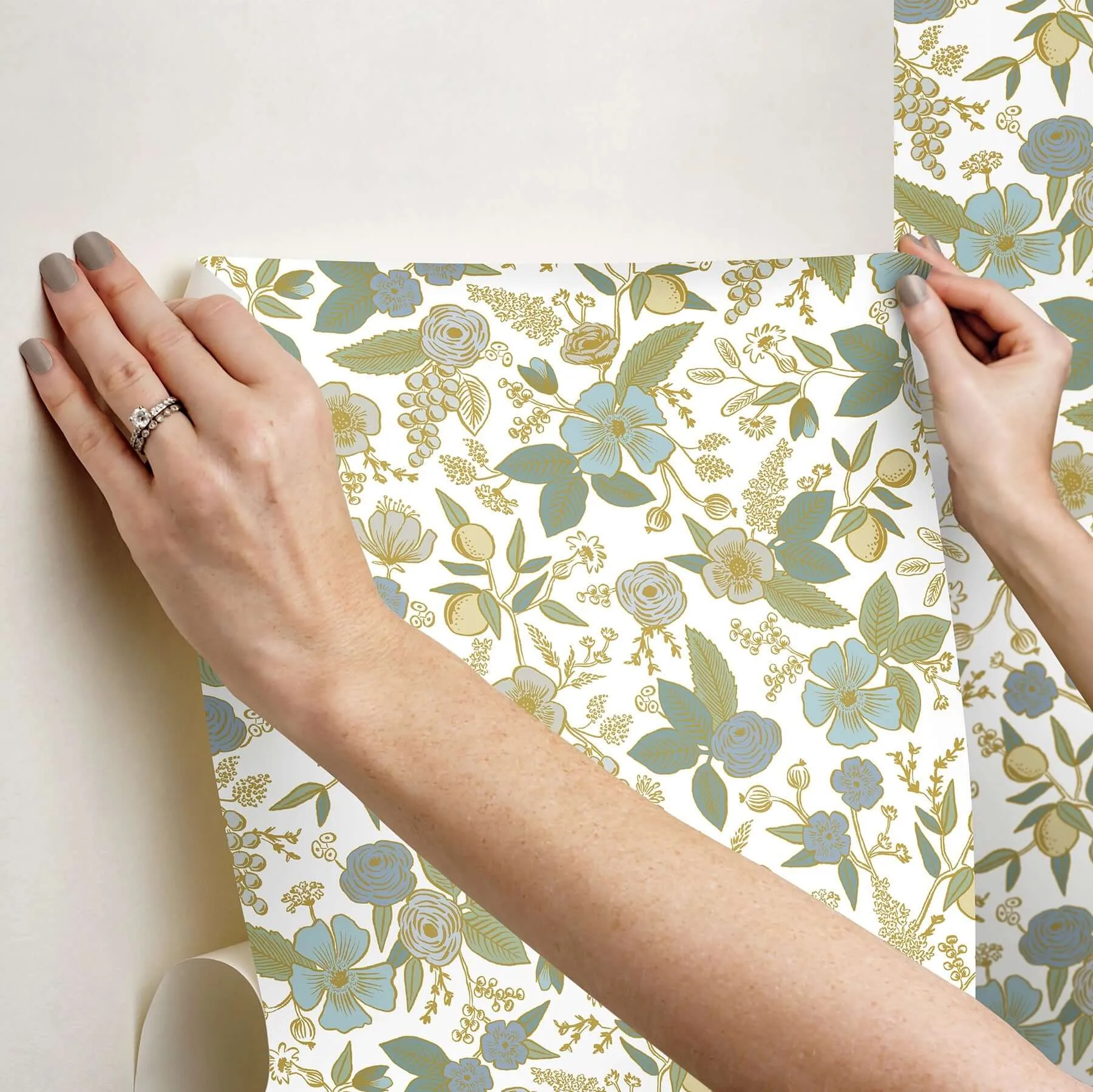 Rifle Paper Co. Colette wallpaper, color Blue Multicolor, SKU PSW1535RL