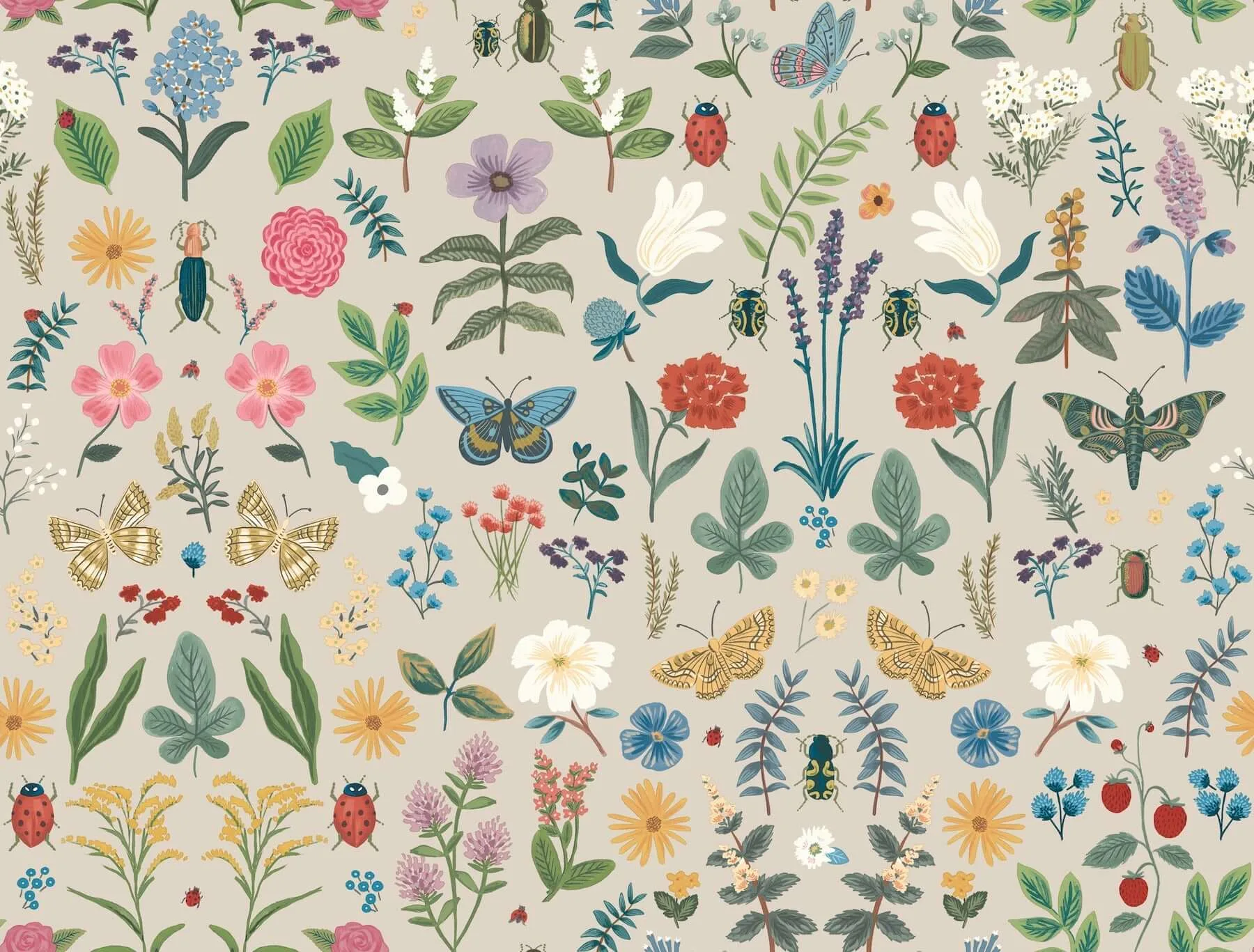 Rifle Paper Co. Curio wallpaper, color Linen, SKU PSW1541RL