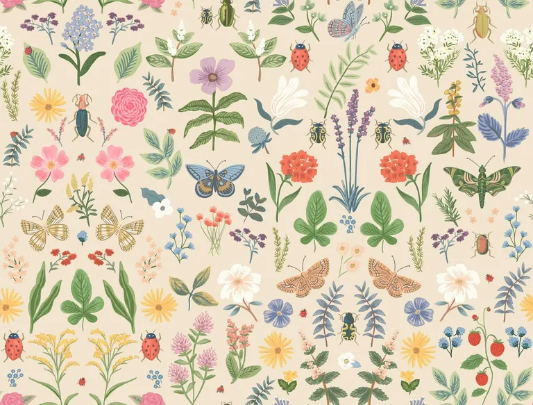 Rifle Paper Co. Curio wallpaper, color Cream, SKU PSW1542RL