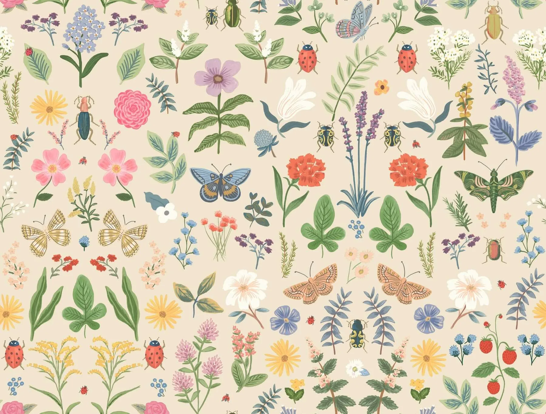 Rifle Paper Co. Curio wallpaper, color Cream, SKU PSW1542RL