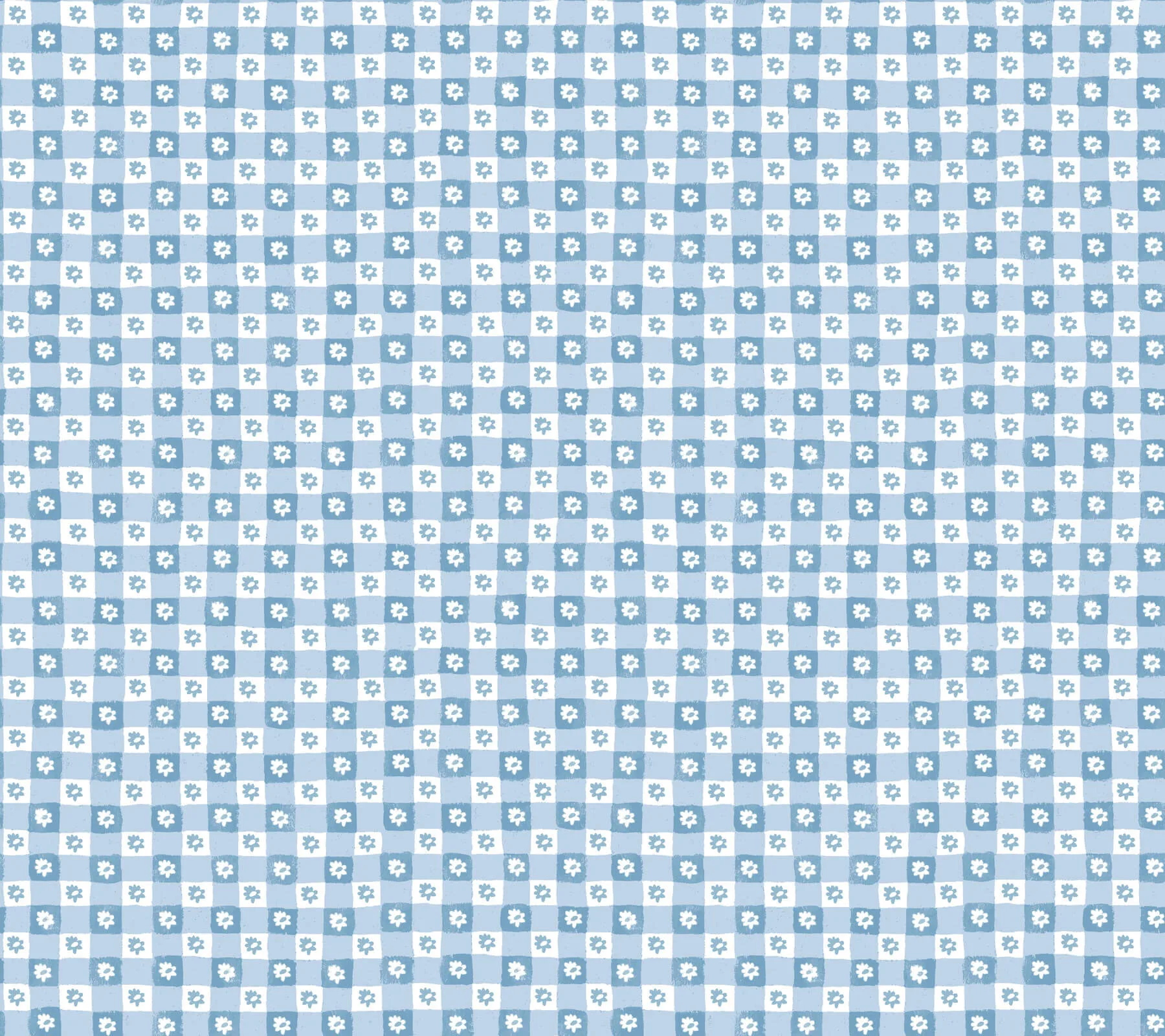 Rifle Paper Co. Daisy Gingham wallpaper, color Blue, SKU PSW1689RL