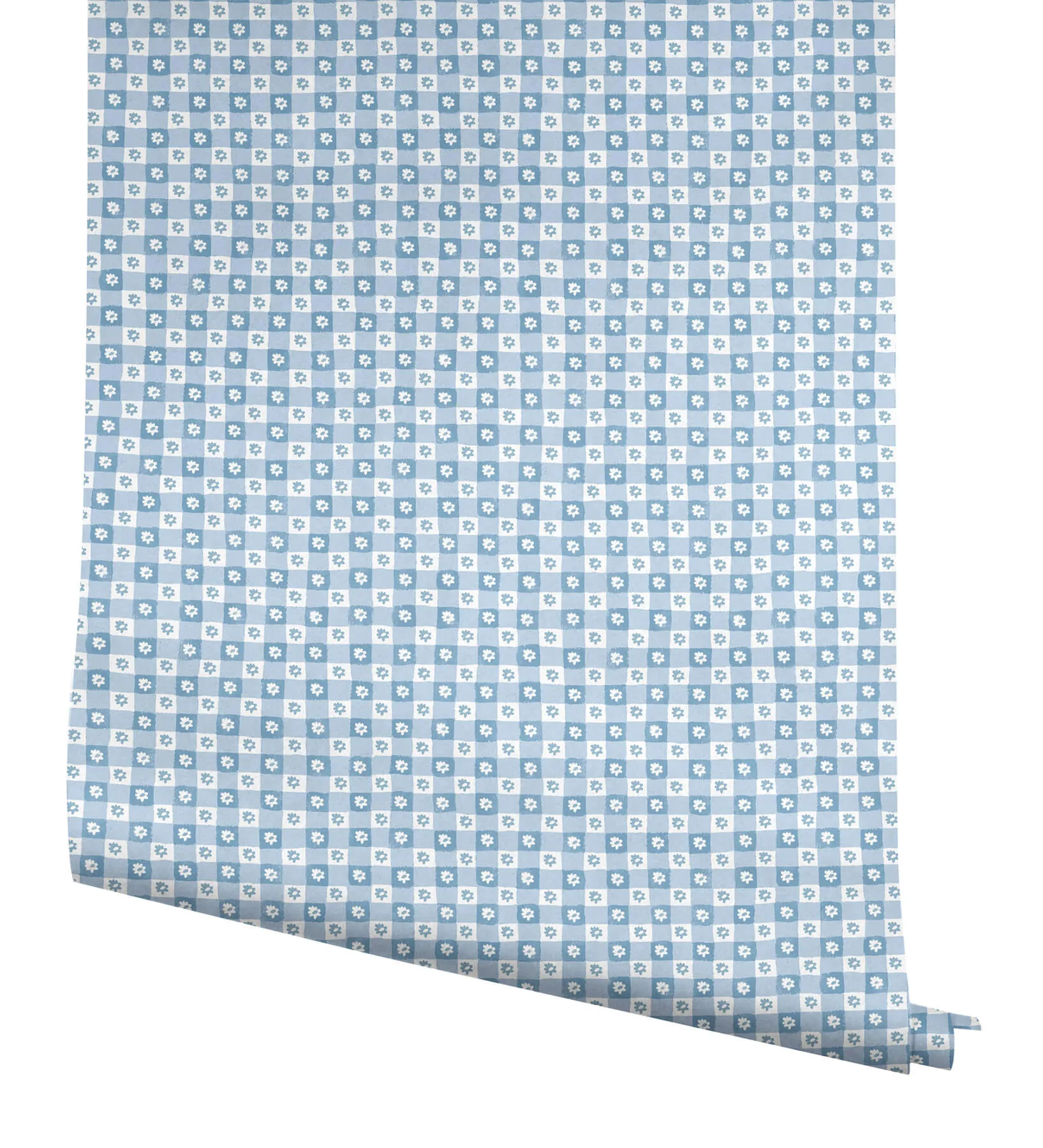 Rifle Paper Co. Daisy Gingham - Blue Wallpaper | Buy Online Rifle Paper Co. Daisy Gingham wallpaper, color Blue, SKU PSW1689RL