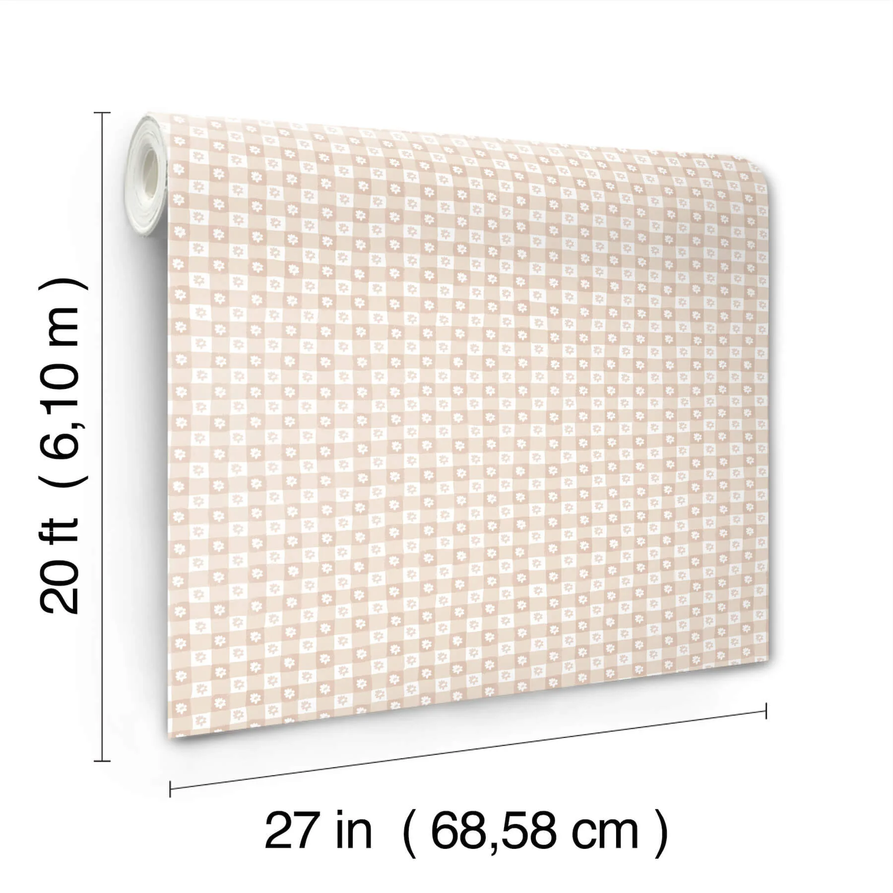 Rifle Paper Co. Daisy Gingham - Blush Wallpaper | Buy Online Rifle Paper Co. Daisy Gingham wallpaper, color Blush, SKU PSW1690RL
