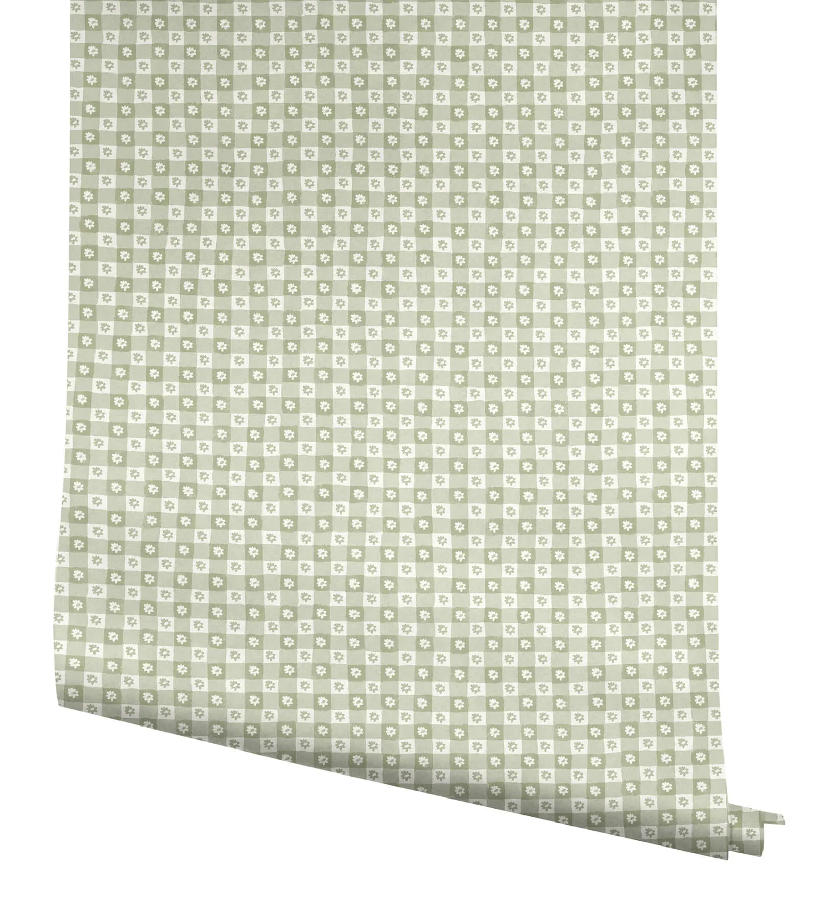 Rifle Paper Co. Daisy Gingham wallpaper, color Green, SKU PSW1694RL