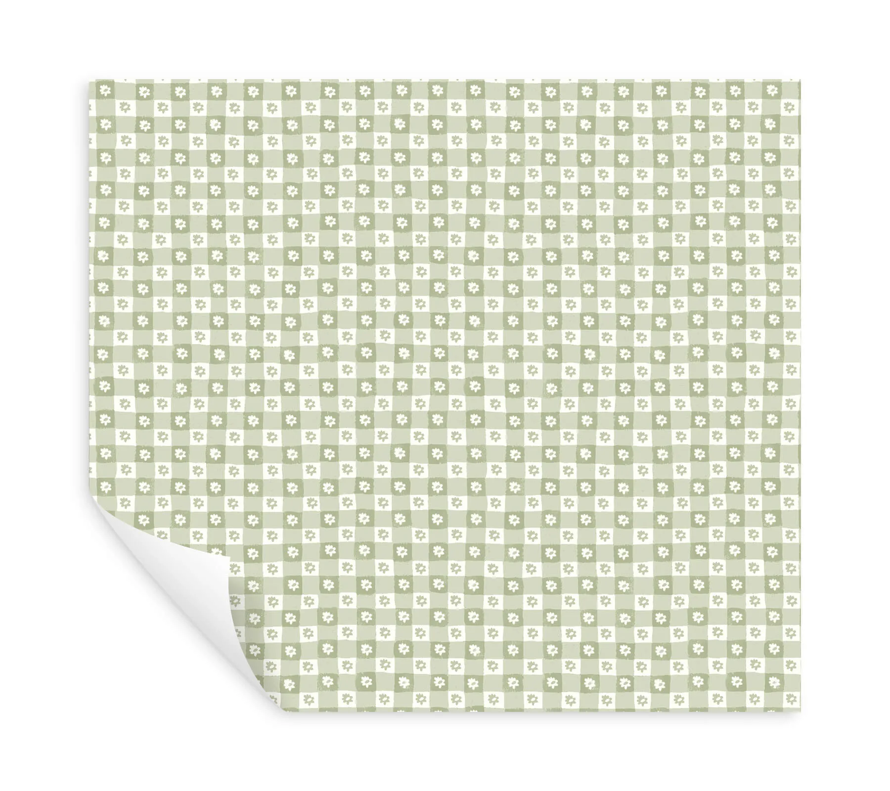 Rifle Paper Co. Daisy Gingham wallpaper, color Green, SKU PSW1694RL