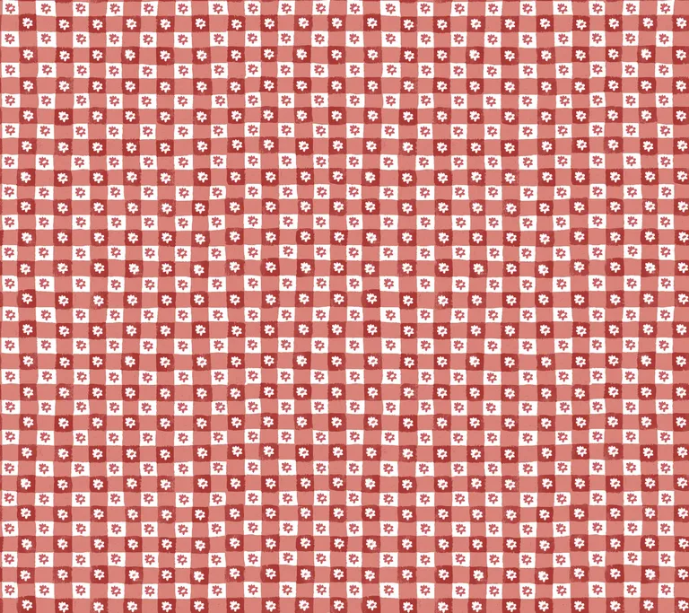 Rifle Paper Co. Daisy Gingham wallpaper, color Red, SKU PSW1691RL
