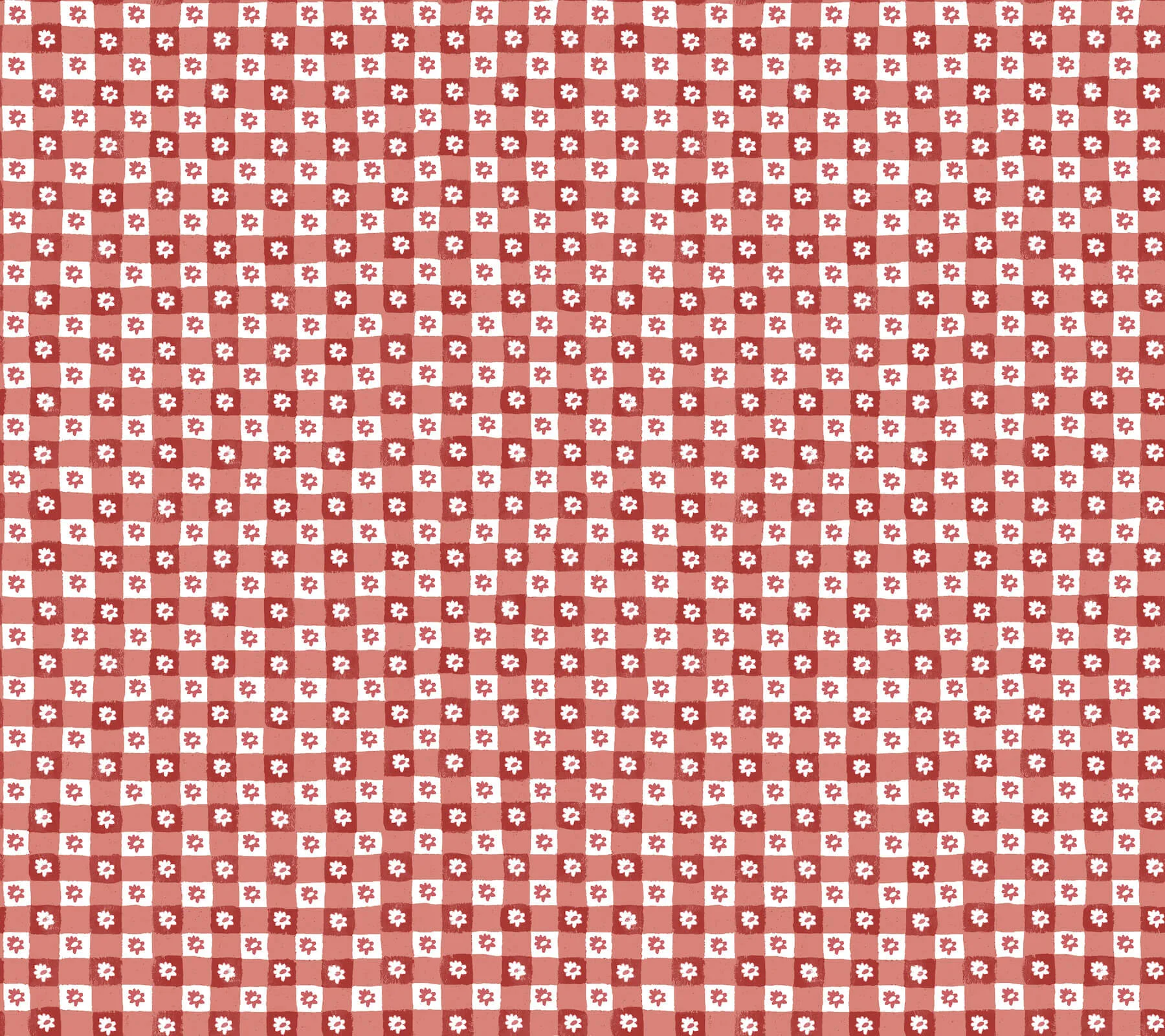 Rifle Paper Co. Daisy Gingham wallpaper, color Red, SKU PSW1691RL