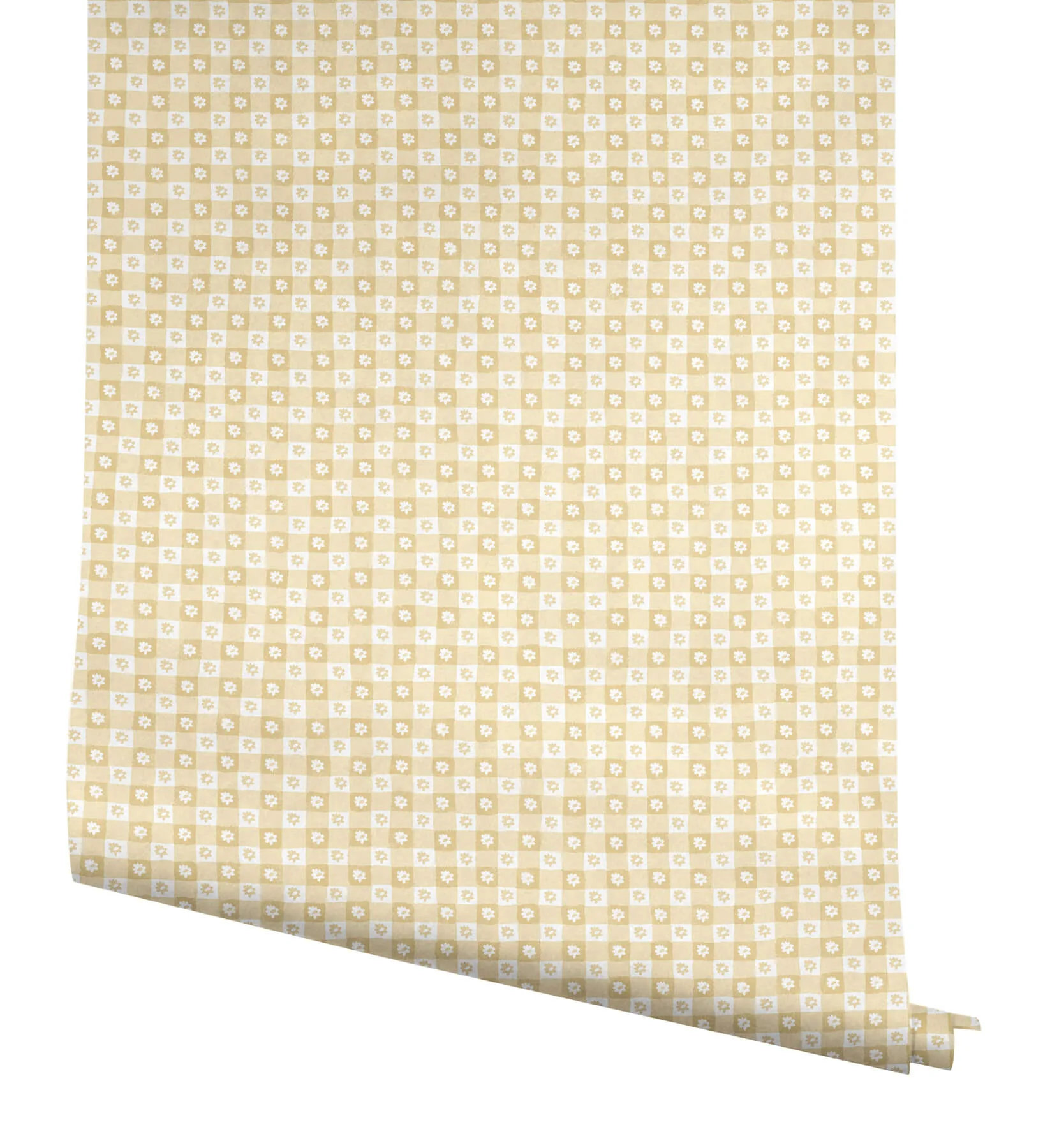 Rifle Paper Co. Daisy Gingham wallpaper, color Yellow, SKU PSW1692RL