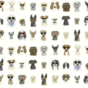 Rifle Paper Co. Dog Days wallpaper, color Multi White, SKU PSW1461RL