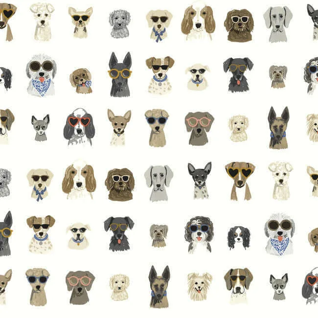Rifle Paper Co. Dog Days wallpaper, color Multi White, SKU PSW1461RL