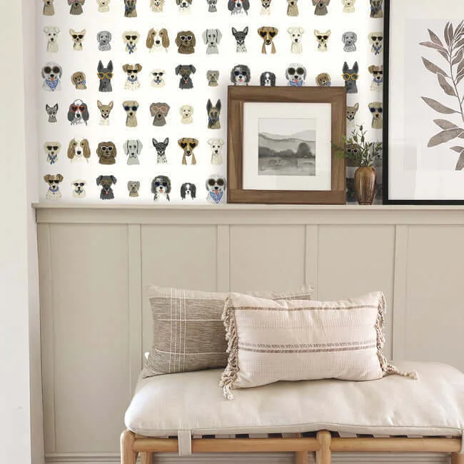 Rifle Paper Co. Dog Days wallpaper, color Multi White, SKU PSW1461RL