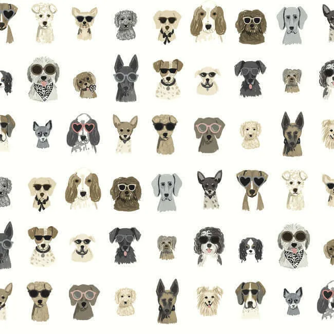 Rifle Paper Co. Dog Days wallpaper, color Grey, SKU PSW1462RL