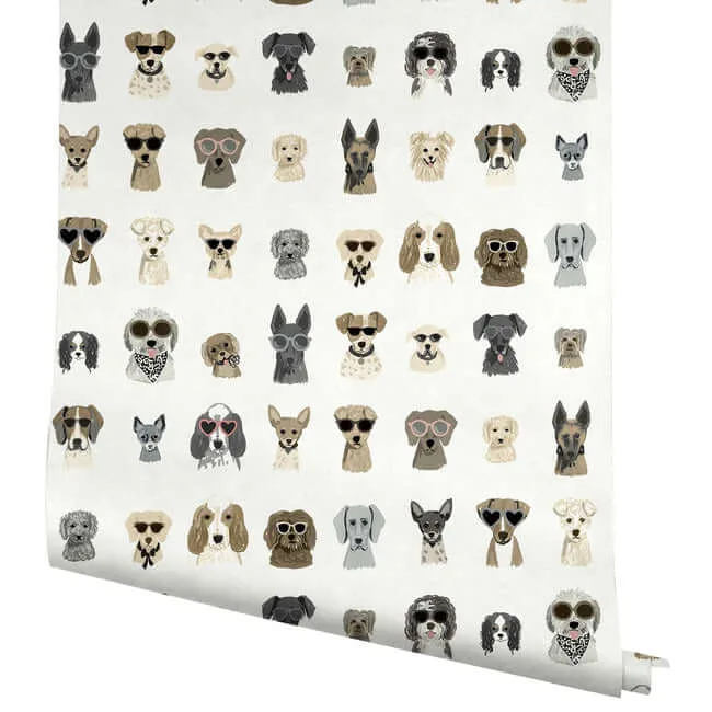 Rifle Paper Co. Dog Days wallpaper, color Grey, SKU PSW1462RL