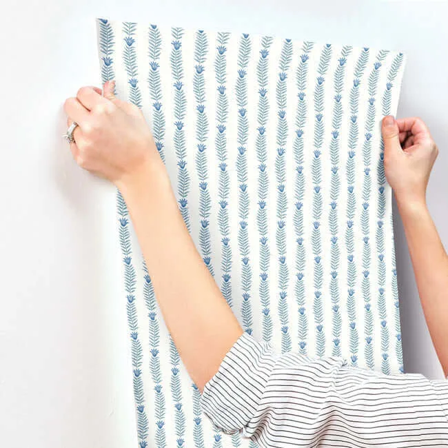 Rifle Paper Co. Eden - White & Blue Wallpaper | Buy Online Rifle Paper Co. Eden wallpaper, color White & Blue, SKU RP7341