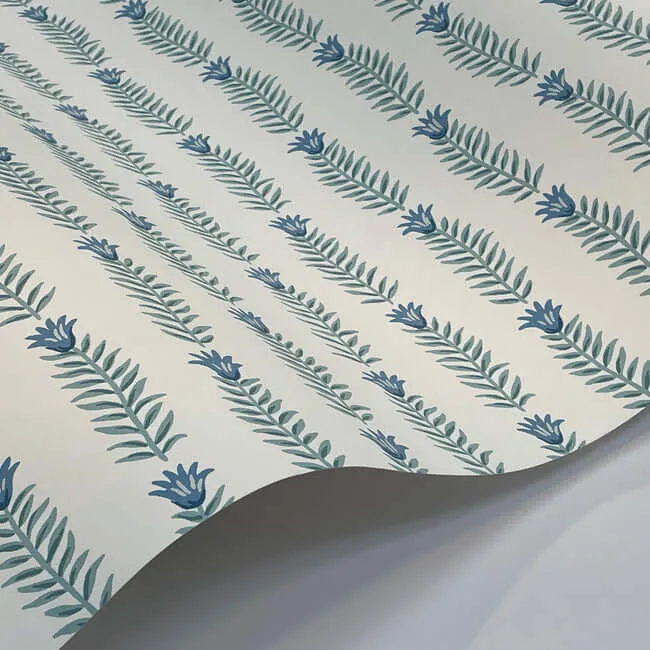 Rifle Paper Co. Eden - White & Blue Wallpaper | Buy Online Rifle Paper Co. Eden wallpaper, color White & Blue, SKU RP7341