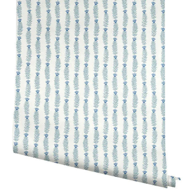 Rifle Paper Co. Eden - White & Blue Wallpaper | Buy Online Rifle Paper Co. Eden wallpaper, color White & Blue, SKU RP7341