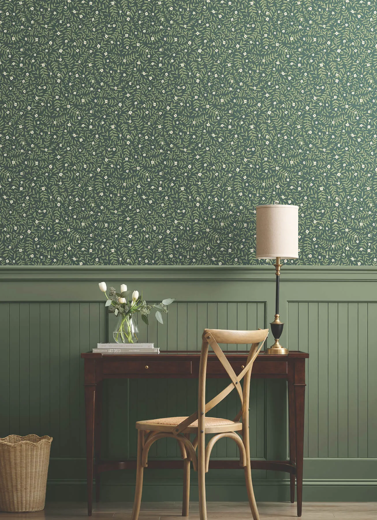Rifle Paper Co. Elodie wallpaper, color Evergreen, SKU PSW1674RL