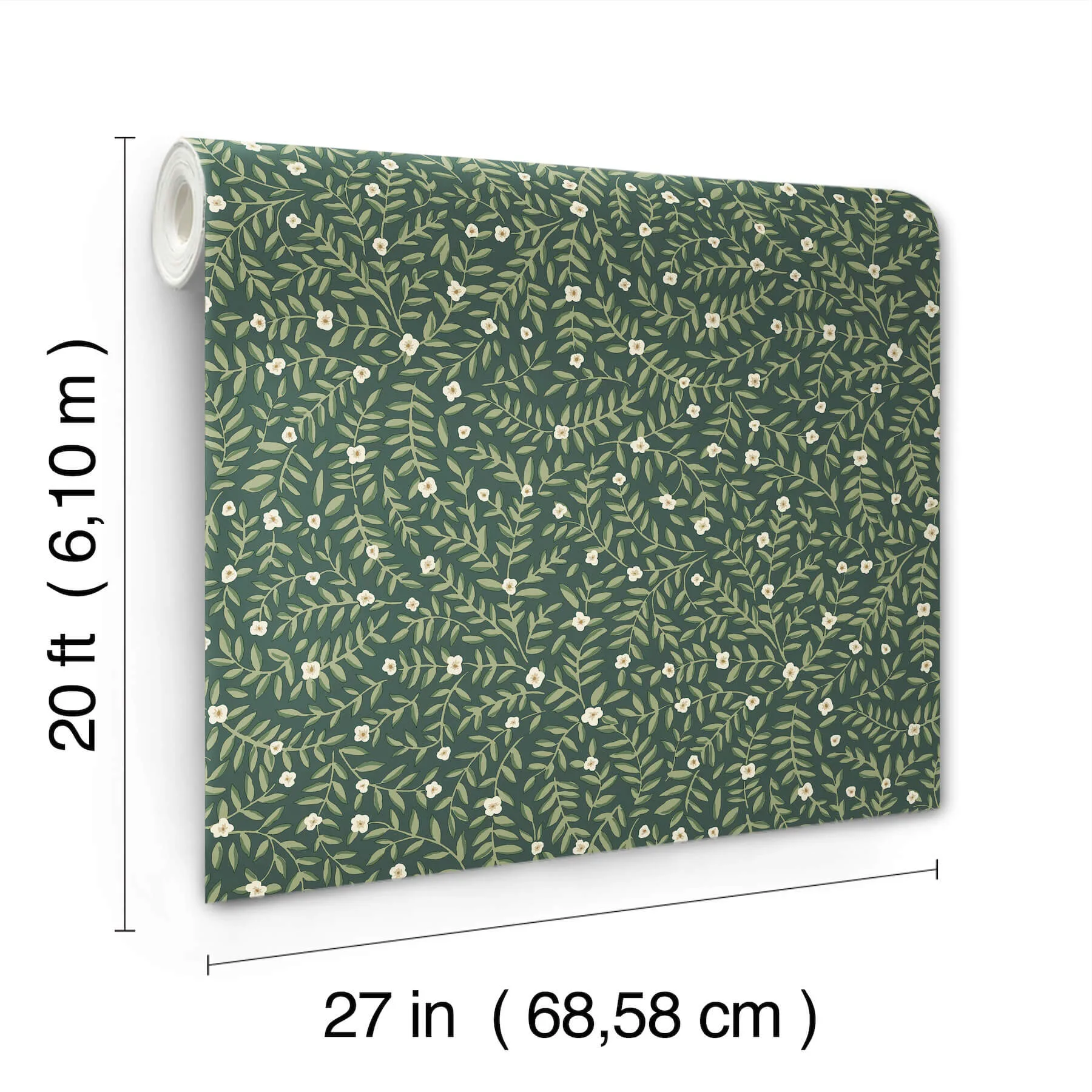 Rifle Paper Co. Elodie - Evergreen Wallpaper | Buy Online Rifle Paper Co. Elodie wallpaper, color Evergreen, SKU PSW1674RL