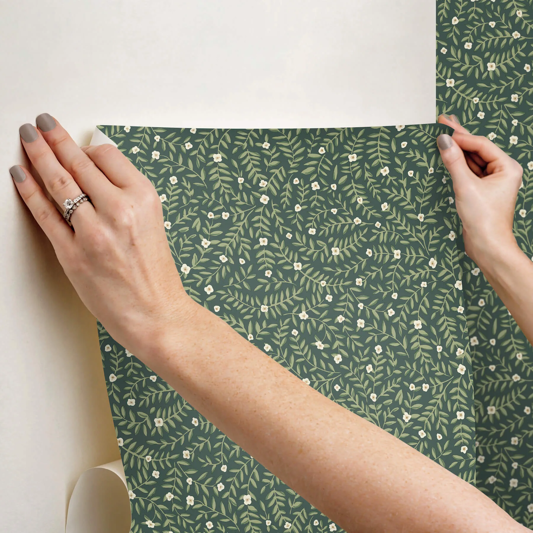Rifle Paper Co. Elodie - Evergreen Wallpaper | Buy Online Rifle Paper Co. Elodie wallpaper, color Evergreen, SKU PSW1674RL