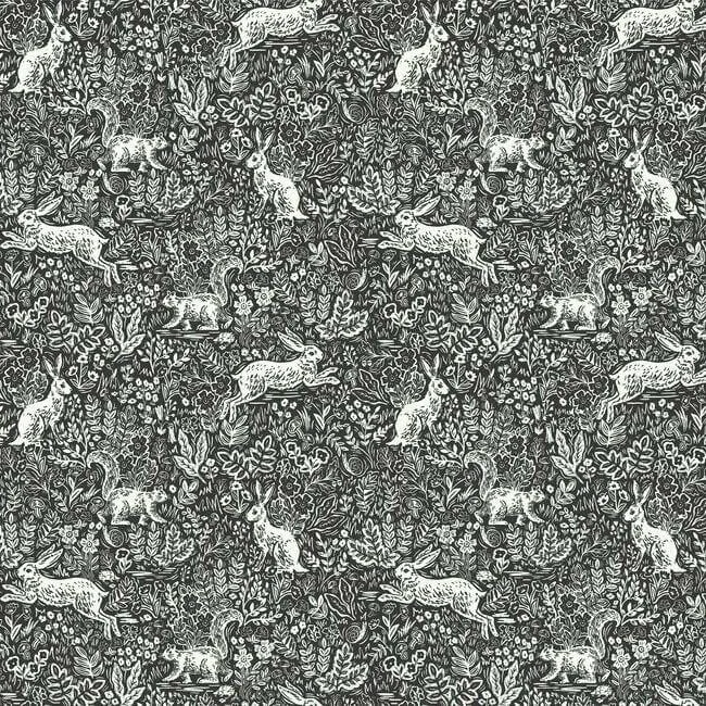 Rifle Paper Co. Fable wallpaper, color Black & White, SKU RI5105