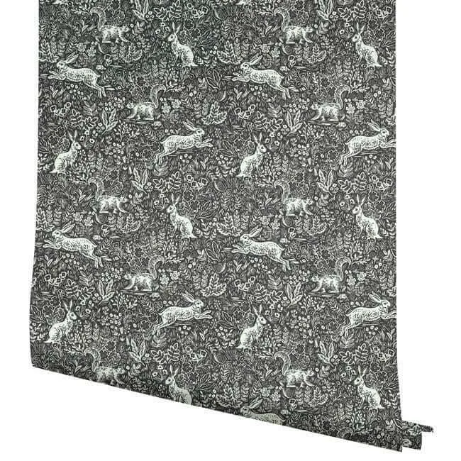 Rifle Paper Co. Fable - Black & White Wallpaper | Buy Online Rifle Paper Co. Fable wallpaper, color Black & White, SKU RI5105