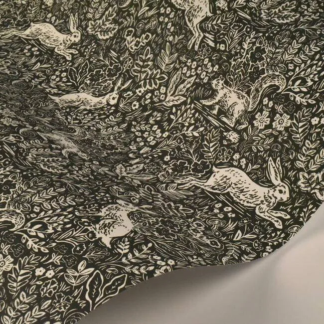 Rifle Paper Co. Fable - Black & White Wallpaper | Buy Online Rifle Paper Co. Fable wallpaper, color Black & White, SKU RI5105