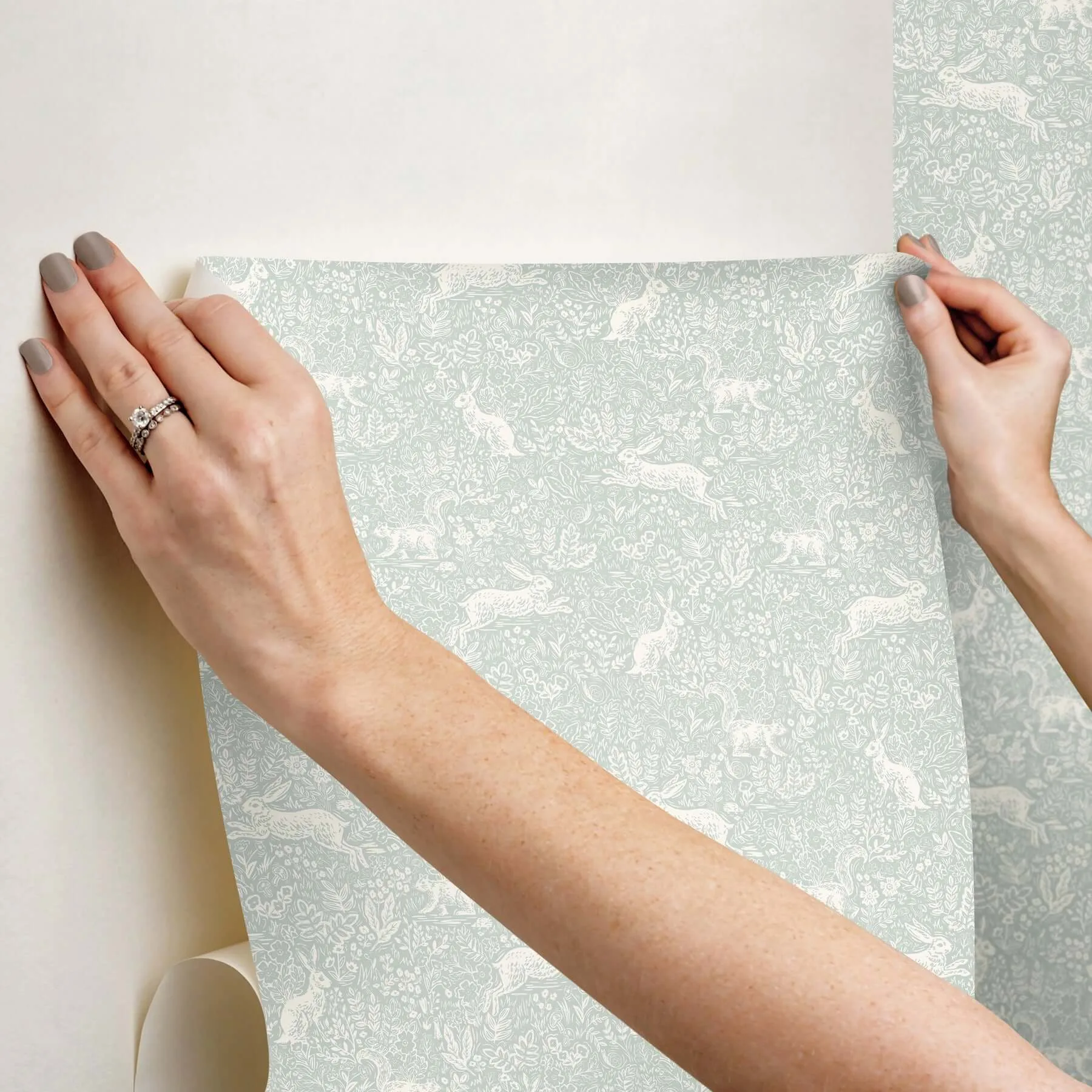 Rifle Paper Co. Fable - Mineral Wallpaper | Buy Online Rifle Paper Co. Fable wallpaper, color Mineral, SKU PSW1626RL
