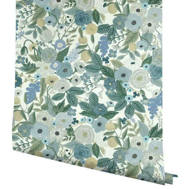 Rifle Paper Co. Garden Party - Blue Wallpaper | Buy Online Rifle Paper Co. Garden Party wallpaper, color Blue, SKU PSW1201RL