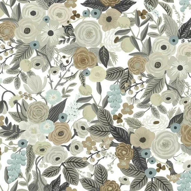 Rifle Paper Co. Garden Party wallpaper, color Off White & Brown, SKU PSW1202RL