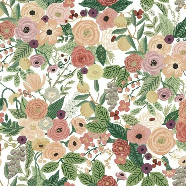 Rifle Paper Co. Garden Party wallpaper, color Burgundy, SKU PSW1203RL