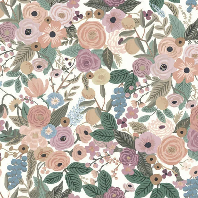 Rifle Paper Co. Garden Party wallpaper, color Blush Multi, SKU PSW1483RL