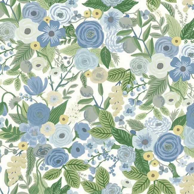 Rifle Paper Co. Garden Party wallpaper, color Blue & Green Multi, SKU PSW1484RL