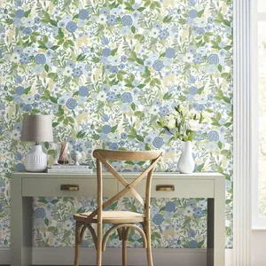 Rifle Paper Co. Garden Party wallpaper, color Blue & Green Multi, SKU PSW1484RL