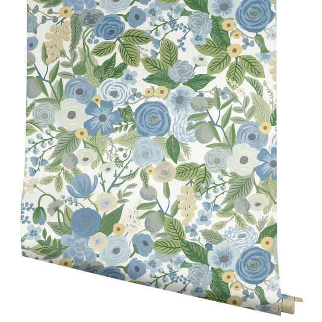 Rifle Paper Co. Garden Party - Blue & Green Multi Wallpaper | Buy Online Rifle Paper Co. Garden Party wallpaper, color Blue & Green Multi, SKU PSW1484RL