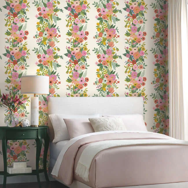 Rifle Paper Co. Garden Party Trellis - White & Dark Pink Wallpaper | Buy Online Rifle Paper Co. Garden Party Trellis wallpaper, color White & Dark Pink, SKU RP7310