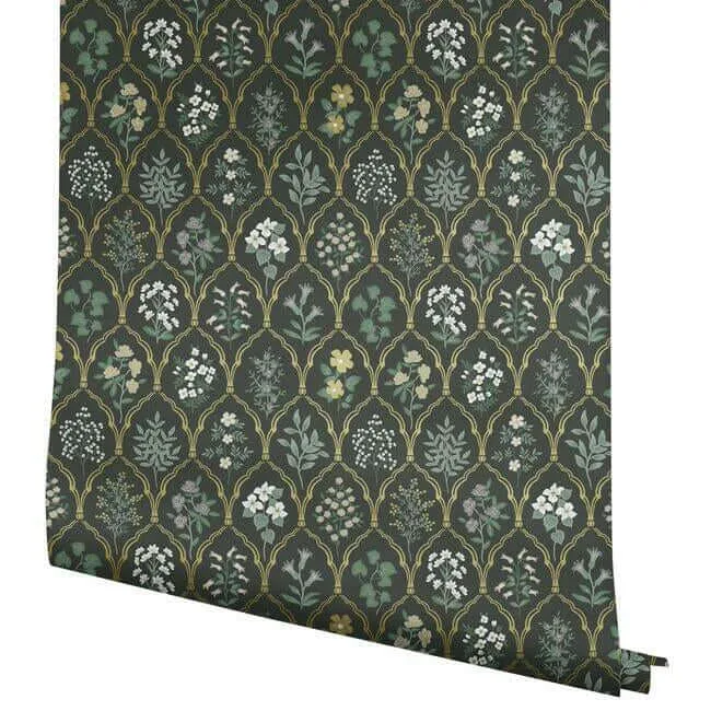 Rifle Paper Co. Hawthorne - Black & Cream Wallpaper | Buy Online Rifle Paper Co. Hawthorne wallpaper, color Black & Cream, SKU RI5133