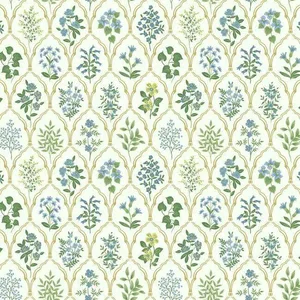 Rifle Paper Co. Hawthorne wallpaper, color Blue & Green, SKU RI5132