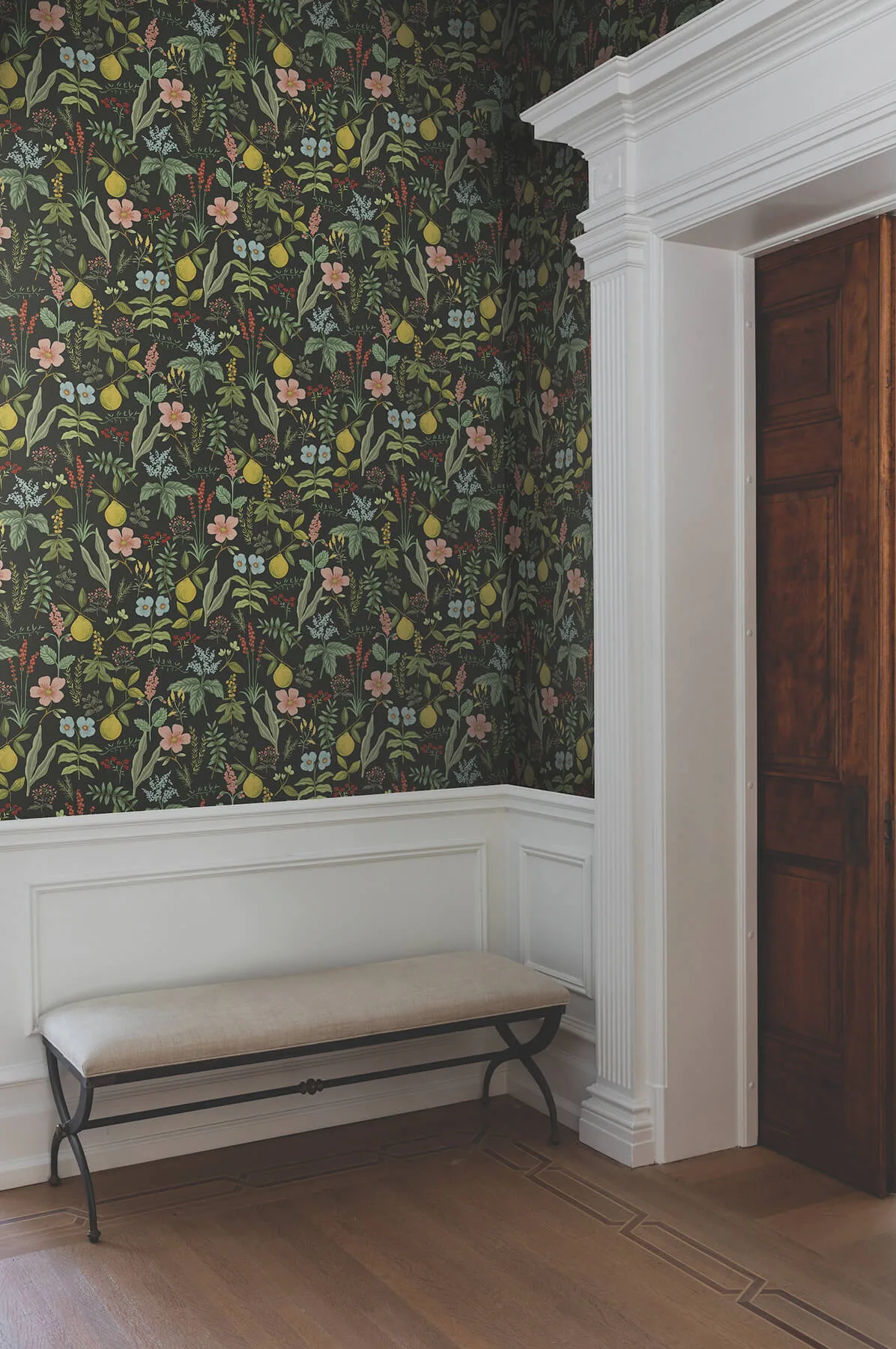 Rifle Paper Co. Herb Garden wallpaper, color Black, SKU PSW1676RL