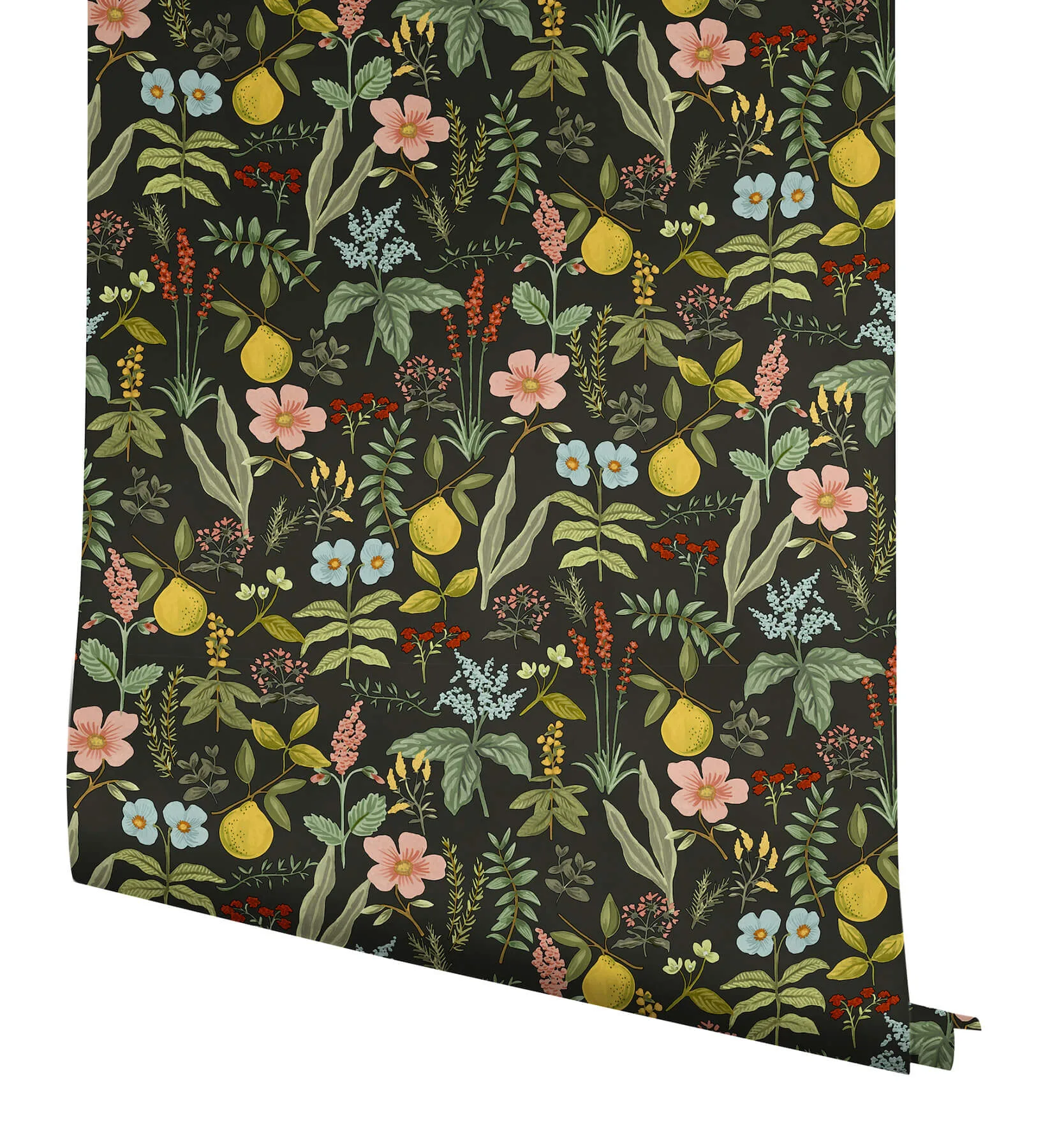 Rifle Paper Co. Herb Garden - Black Wallpaper | Buy Online Rifle Paper Co. Herb Garden wallpaper, color Black, SKU PSW1676RL