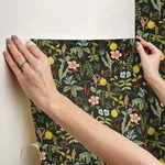 Rifle Paper Co. Herb Garden - Black Wallpaper | Buy Online Rifle Paper Co. Herb Garden wallpaper, color Black, SKU PSW1676RL