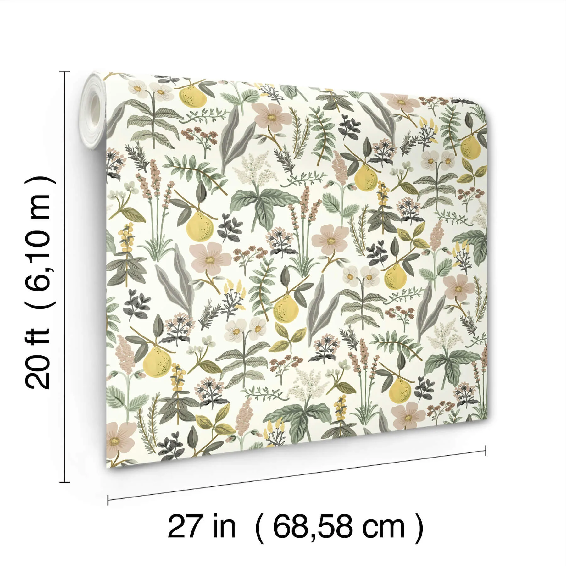 Rifle Paper Co. Herb Garden - Cream Wallpaper | Buy Online Rifle Paper Co. Herb Garden wallpaper, color Cream, SKU PSW1678RL