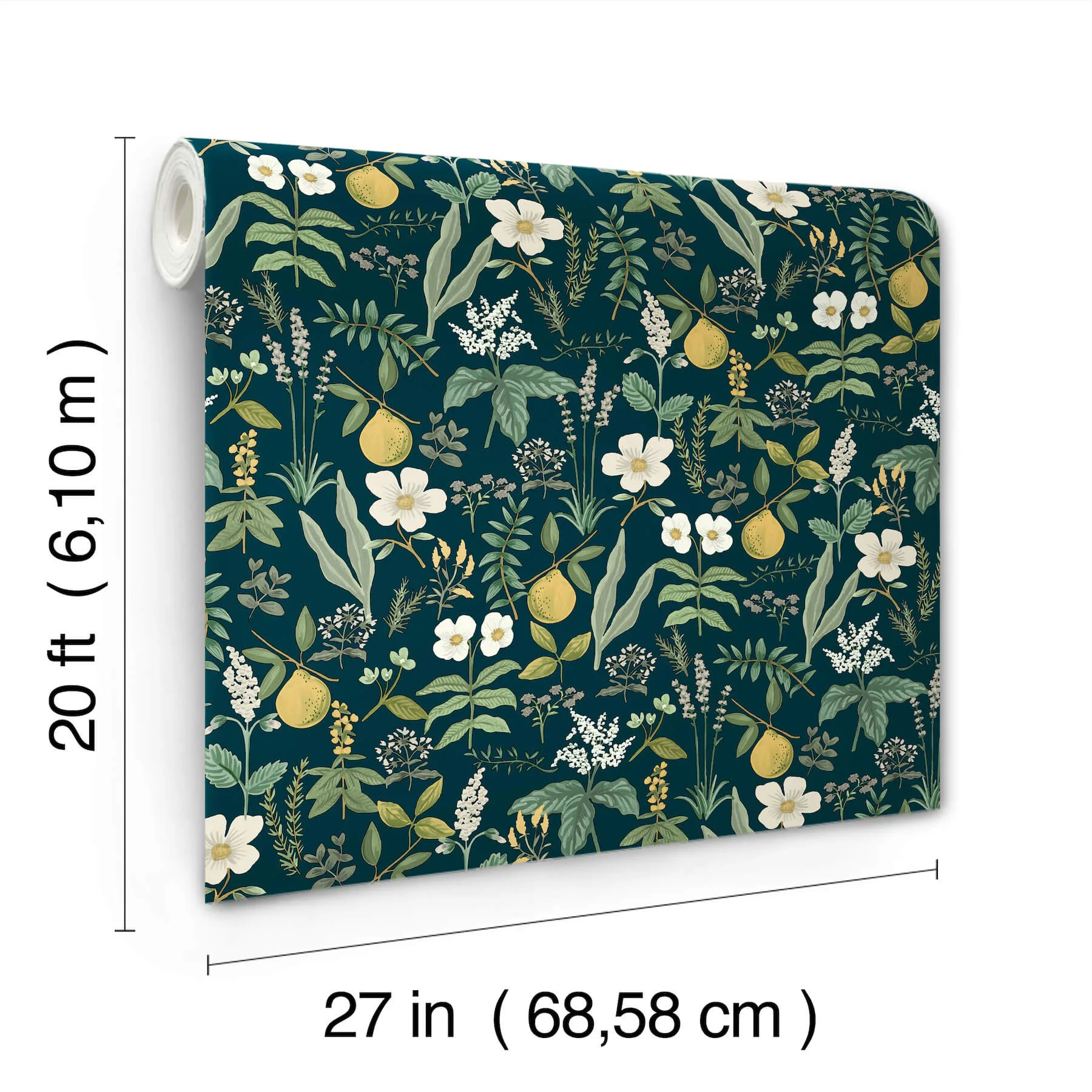 Rifle Paper Co. Herb Garden - Navy Wallpaper | Buy Online Rifle Paper Co. Herb Garden wallpaper, color Navy, SKU PSW1677RL