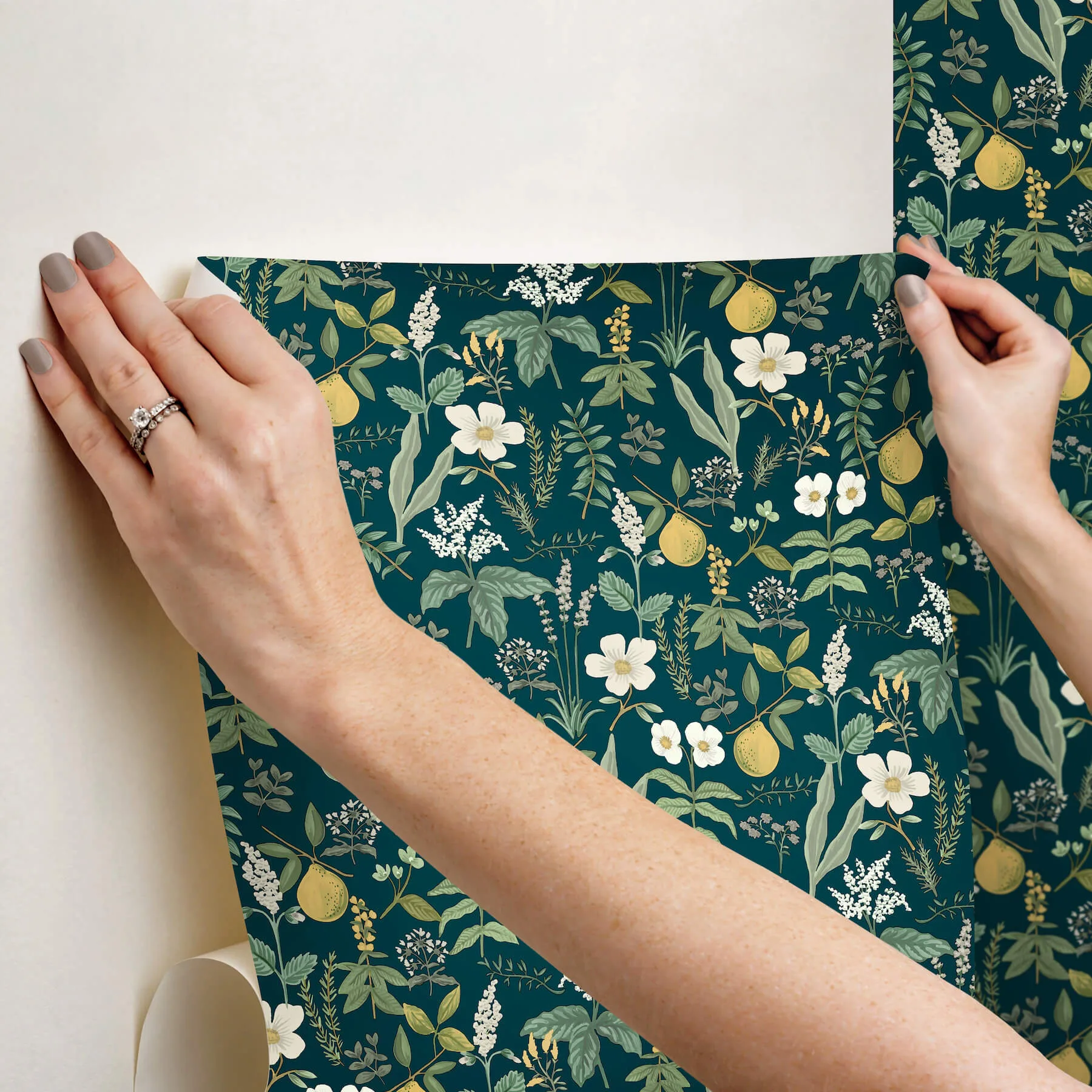 Rifle Paper Co. Herb Garden - Navy Wallpaper | Buy Online Rifle Paper Co. Herb Garden wallpaper, color Navy, SKU PSW1677RL