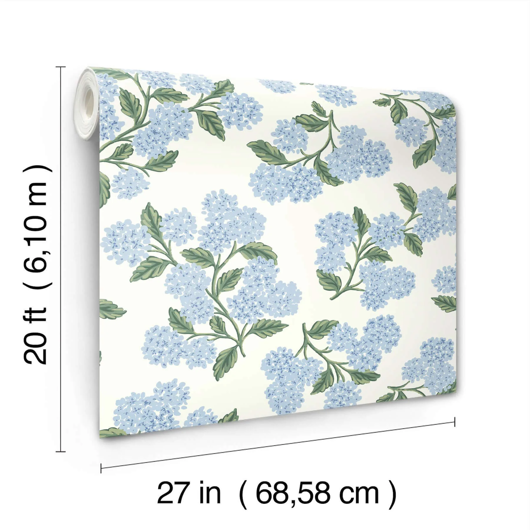 Rifle Paper Co. Hydrangea - Blue & White Wallpaper | Buy Online Rifle Paper Co. Hydrangea wallpaper, color Blue & White, SKU PSW1617RL