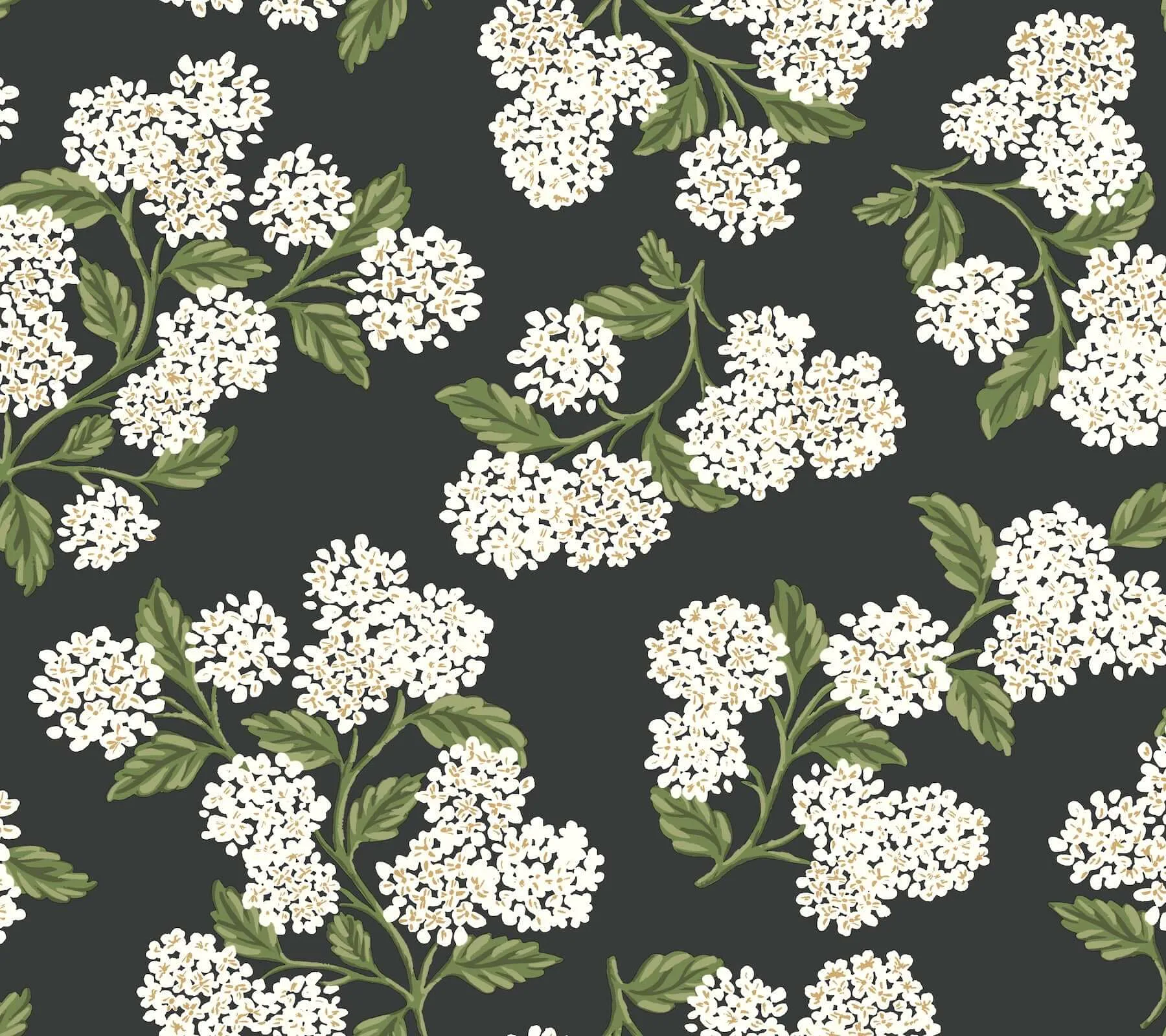 Rifle Paper Co. Hydrangea wallpaper, color Black & White, SKU PSW1618RL
