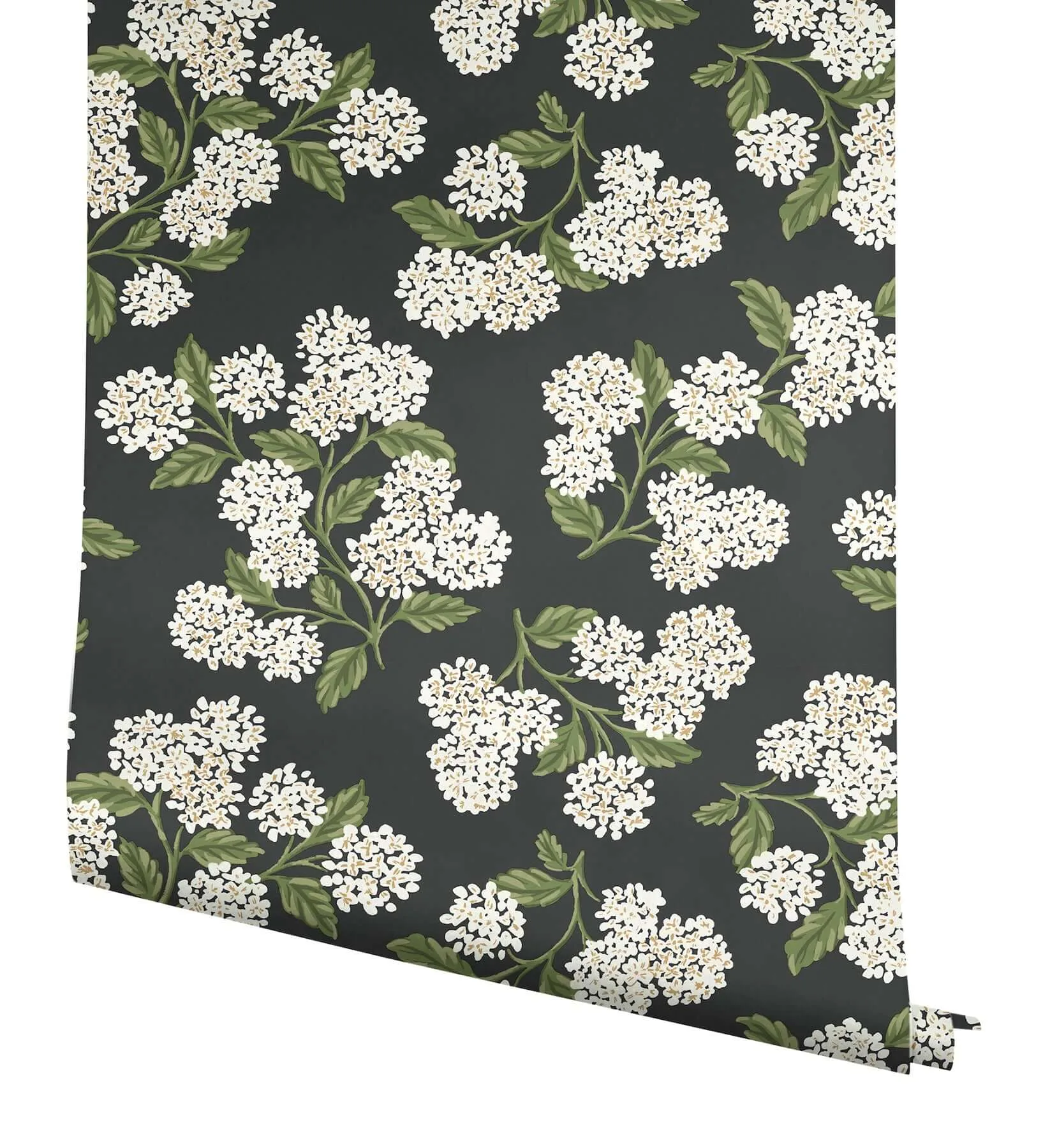 Rifle Paper Co. Hydrangea - Black & White Wallpaper | Buy Online Rifle Paper Co. Hydrangea wallpaper, color Black & White, SKU PSW1618RL