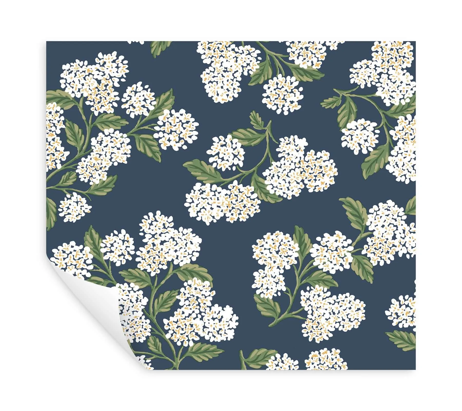 Rifle Paper Co. Hydrangea - Navy & White Wallpaper | Buy Online Rifle Paper Co. Hydrangea wallpaper, color Navy & White, SKU PSW1619RL