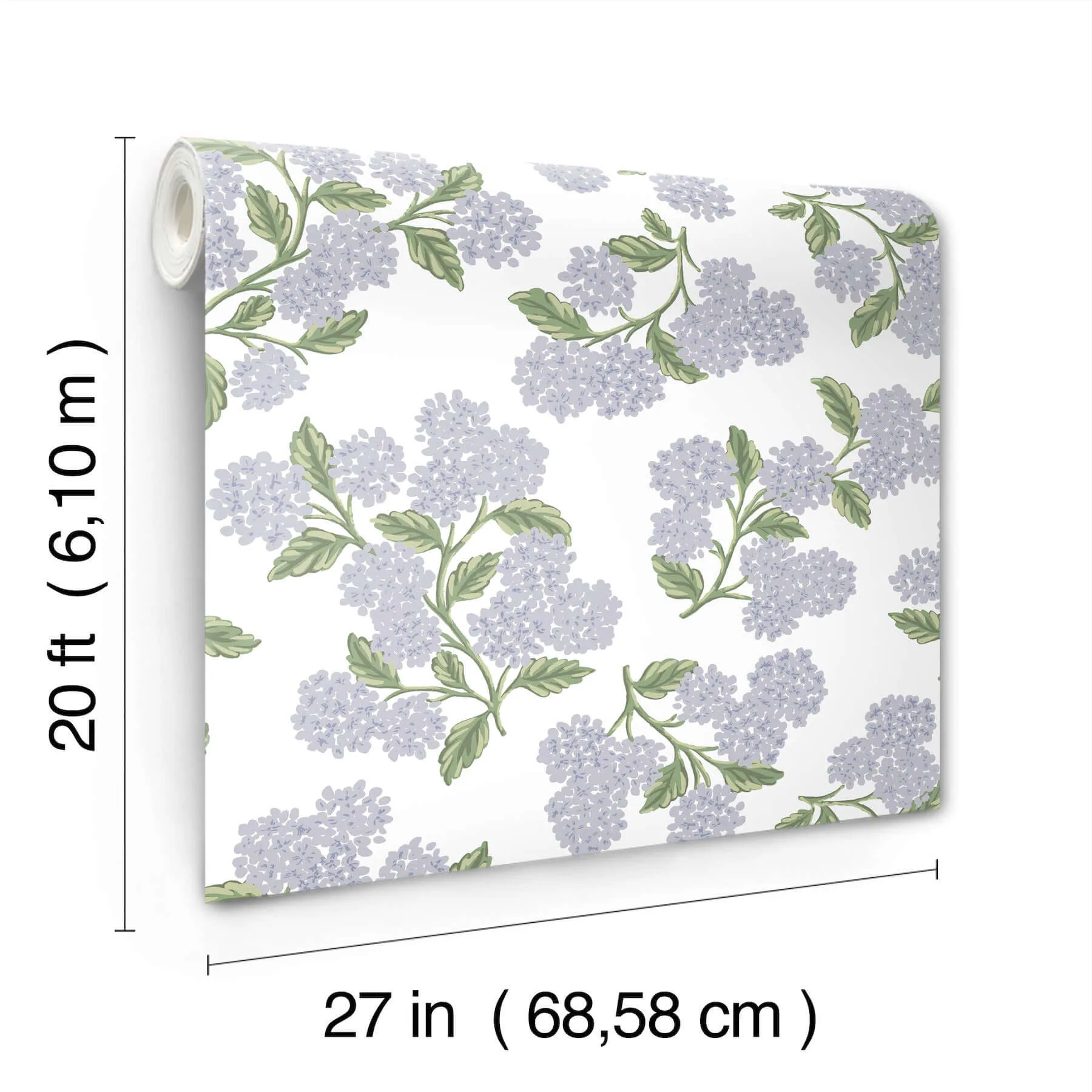 Rifle Paper Co. Hydrangea wallpaper, color Lilac & White, SKU PSW1621RL