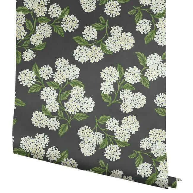 Rifle Paper Co. Hydrangea wallpaper, color Black & White, SKU RI5146