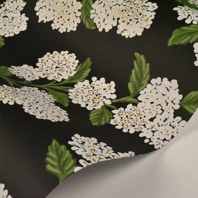 Rifle Paper Co. Hydrangea wallpaper, color Black & White, SKU RI5146